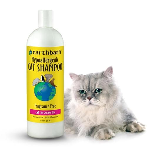 earthbath, Hypoallergenic Cat Shampoo - Fragrance Free Cat Shampoo for Allergies and Itching, Made in USA, Cruelty Free Cat Wash, Gentle & Soothing Kitty Shampoo - 16 Oz (1 Pack)