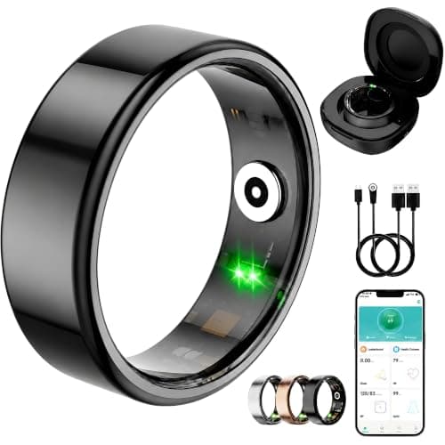 New Smart Ring Health Tracker, 7 Days Battery Life, No Subscription Fee, Android & iOS Compatible, Waterproof Sleep Monitoring/Motion Tracking(Black,11)