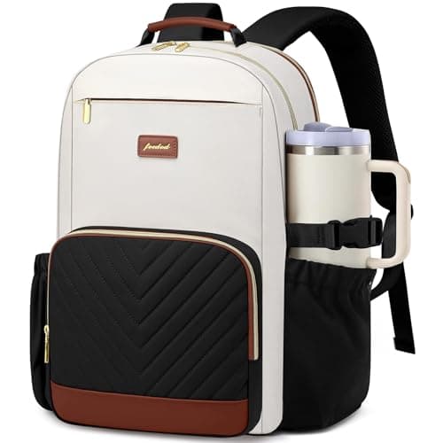 Laptop Backpack for Women Bookbag: 17 inch Work School Backpacks with Pouch Pocket for Large Capacity Cup & USB Charger College Book Bag Travel Business Nurse Teacher Bookbags Anti-theft Back Pack