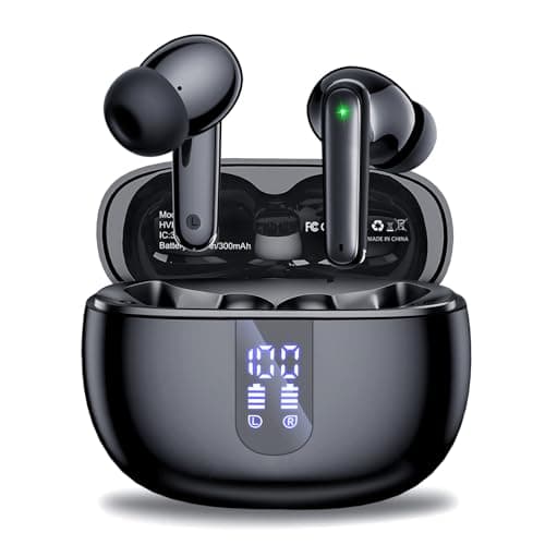 Wireless Earbuds, Bluetooth 5.3 Headphones with HiFi Stereo Sound, 60H Playtime with LED Power Display Charging Case, IPX7 Waterproof in-Ear Earphone with Mic for Phone Computer Laptop,Brown