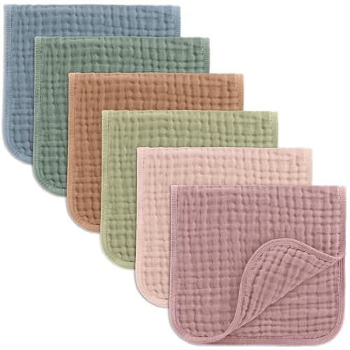 Comfy Cubs Muslin Burp Cloths 50x25cm 6 Pack Baby Burp Cloths - Multicolor
