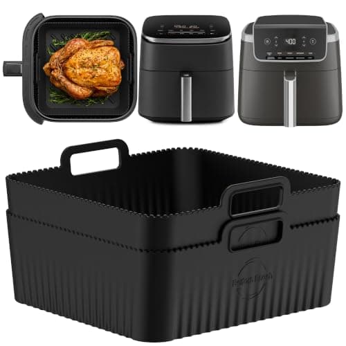 Premium 8.3 inch Square Silicone Liners for Ninja 5Qt & Cosori 6Qt Air Fryer | 0.1inch Liner Thickness & 0.3mm high Silicone Lines on Base | Dishwasher Safe |