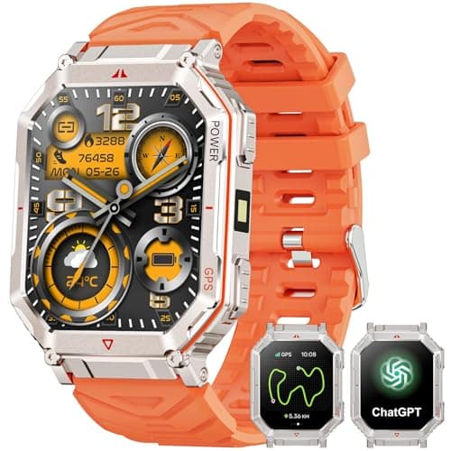 Military Smart Watches for Men, 2.01'' Smart Watch with GPS/Flashlight,Answer/Make Calls Smart Watch for Android and iPhone with SpO2/Heart Rate/Sleep/100+ Sport Modes, Fitness Tracker
