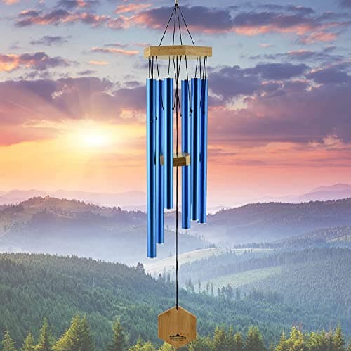 UpBlend Outdoors Wind Chimes for Outside - 29" Blue Wind Chime Outdoor, Zen Garden Chimes for Outdoors, Tin Windchime, Decor Windchimes for Mom, Grandma, Gifts for Her
