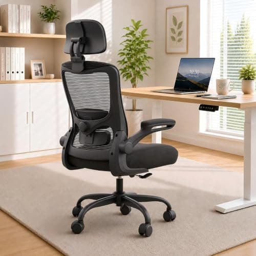 Ergonomic Office Chair for Long Hours, Adjustable Padded Lumbar Support for Lower Back Relief, 330 lb Capacity, Comfortable Computer Desk Chair for Home Office, Work & Study